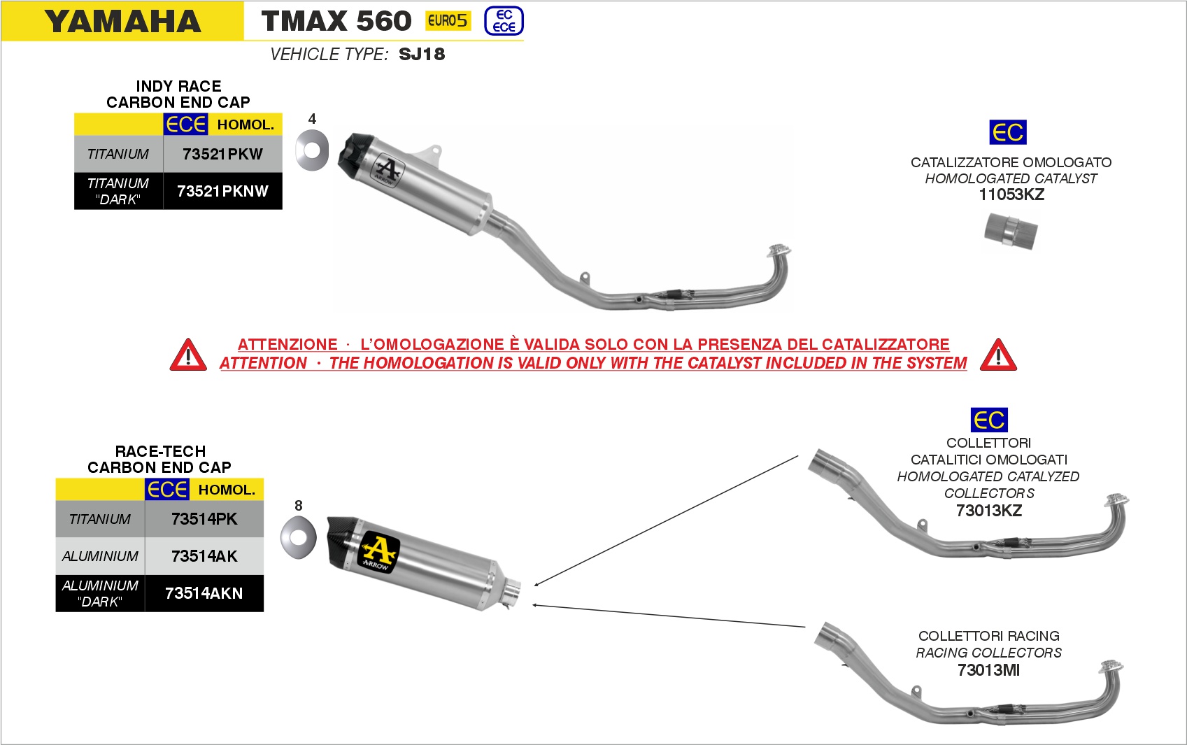 Kit completo con terminale Indy Race in titanio ARROW per Yamaha TMAX 560 dal 2020.0 al 2024 - immagine 4