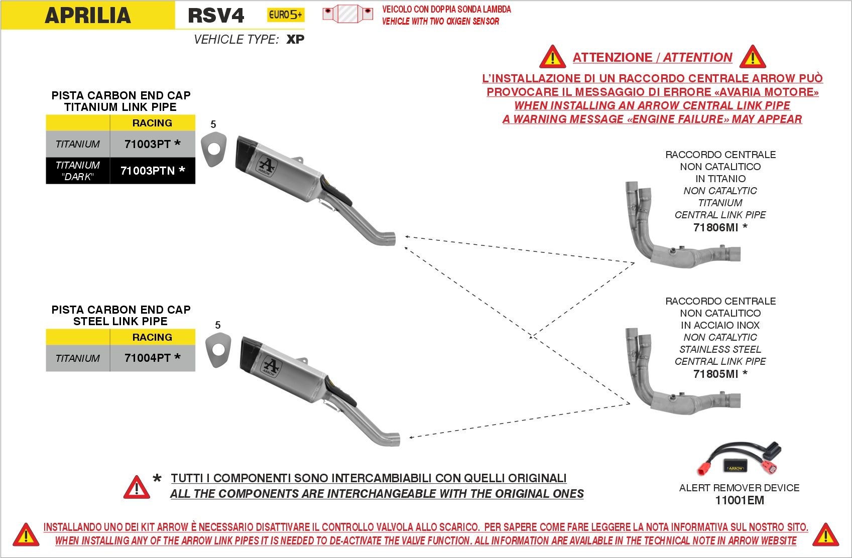 Terminale Pista in titanio con raccordo in titanio ARROW per Aprilia RSV 4 dal 2025.0 al 2026 - immagine 3