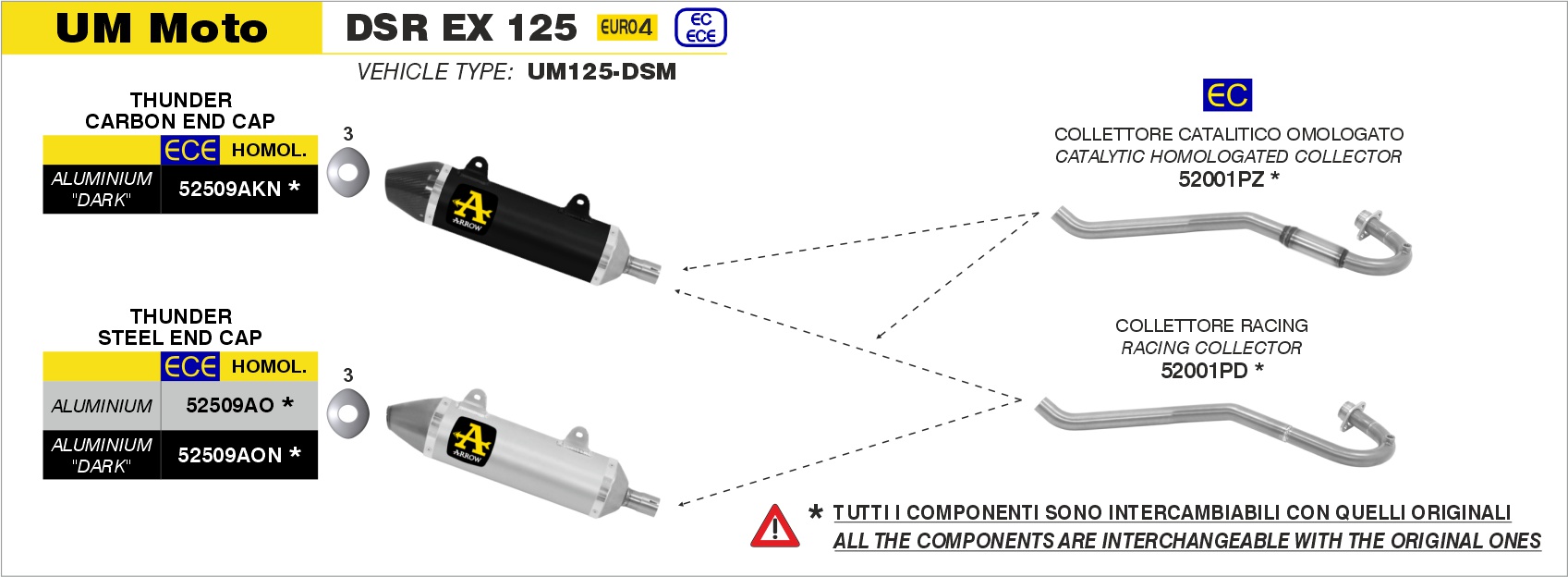 Collettore Racing ARROW per UM Moto UM DSR EX 125 dal 2018.0 al 2020 - immagine 4