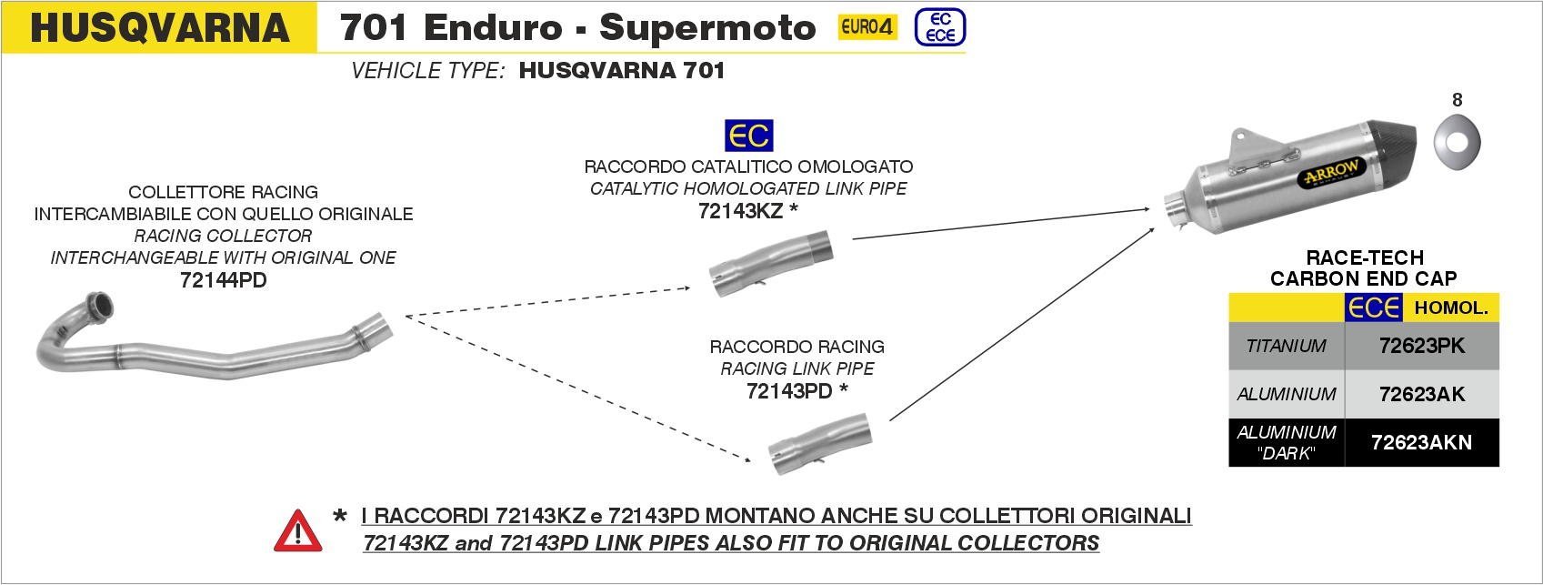 Raccordo centrale racing ARROW per Husqvarna 701 Enduro/Supermoto dal 2017.0 al 2020 - immagine 4
