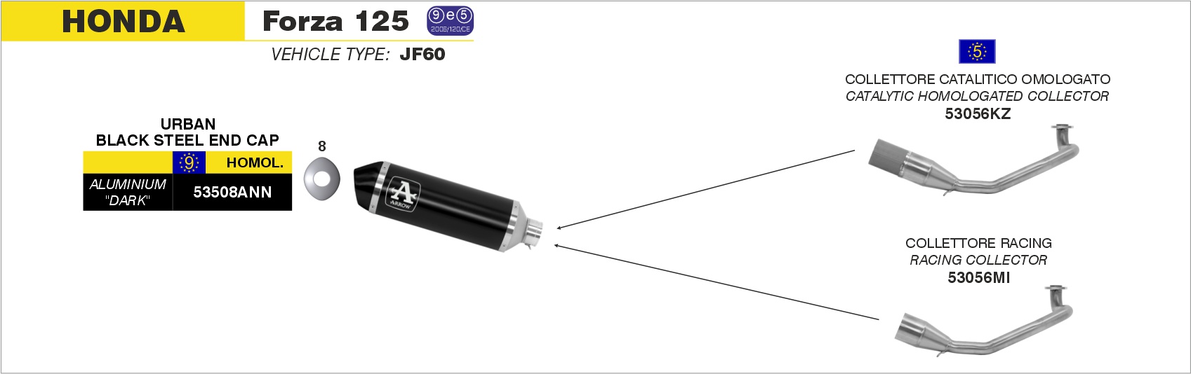 Scarico Reflex 2.0 ARROW per Honda FORZA 125 dal 2015.0 al 2016 - immagine 4
