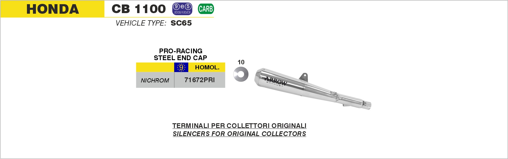 Terminale Pro-Racing con fondello in acciaio inox ARROW per Honda CB 1100 dal 2013.0 al 2016 - immagine 3