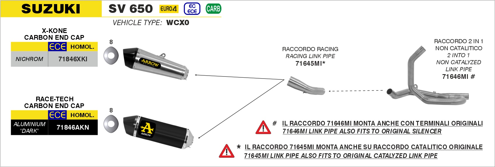Terminale X-Kone ARROW per Suzuki SV 650 dal 2016.0 al 2020 - immagine 3