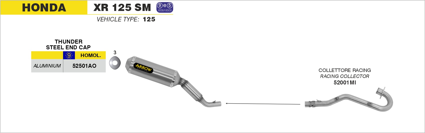 Terminale Off-Road Thunder titanio omologato ARROW per Honda XR 125 SM Dall'Ara dal 2004.0 al 2005 - immagine 4