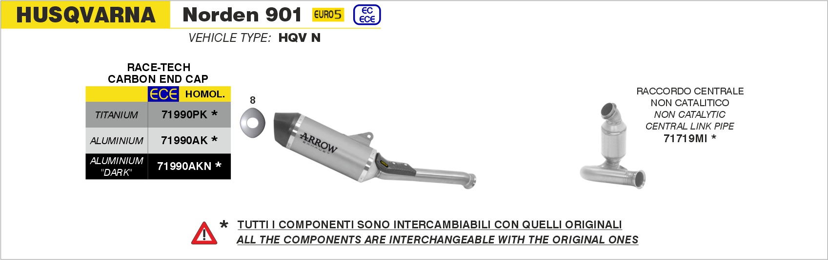Raccordo centrale non catalitico ARROW per Husqvarna Norden 901 dal 2022.0 al 2023 - immagine 4