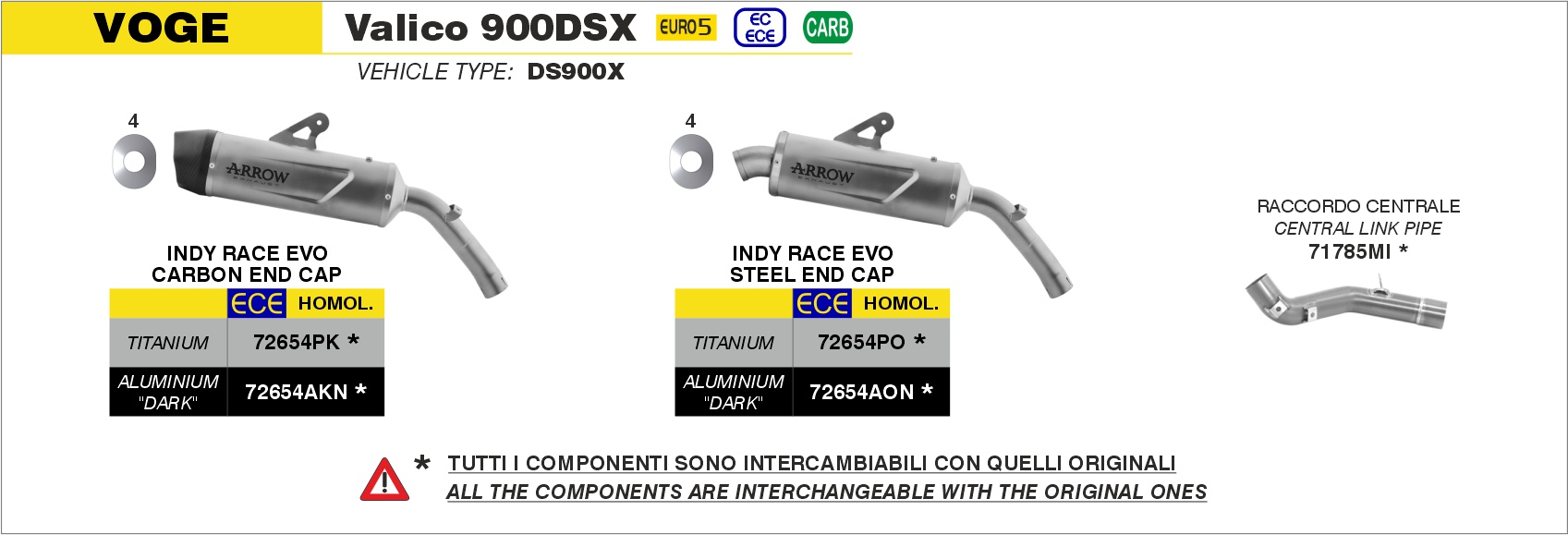 Raccordo centrale intercambiabile con l'originale ARROW per Voge Valico 900DSX dal 2024.0 al - immagine 4