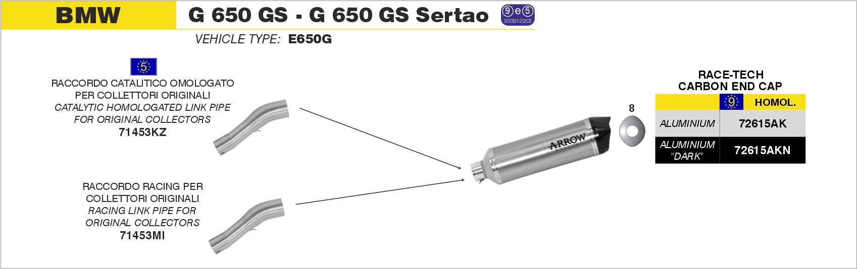 Terminale Race-Tech alluminio con fondello carby ARROW per BMW G 650 GS dal 2011.0 al 2016 - immagine 3