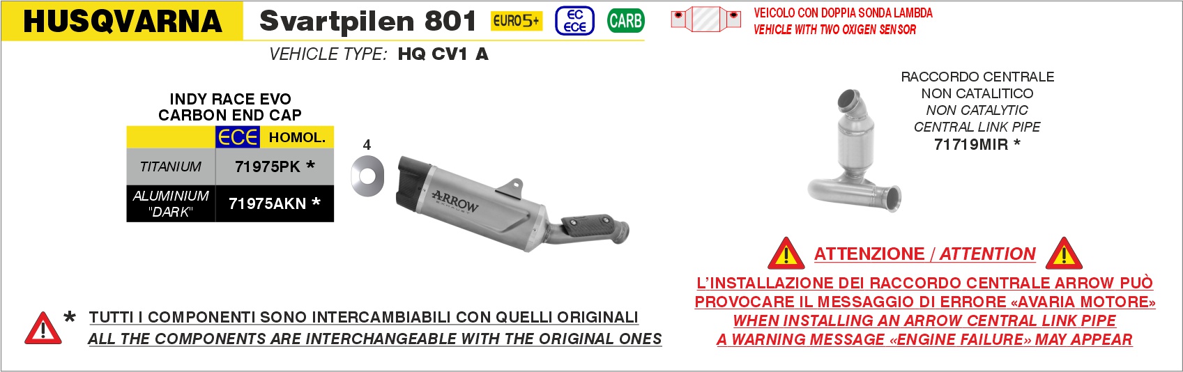 Terminale Indy Race EVO titanio con fondello carby ARROW per Husqvarna Svartpilen 801 dal 2024.0 al 2025 - immagine 4