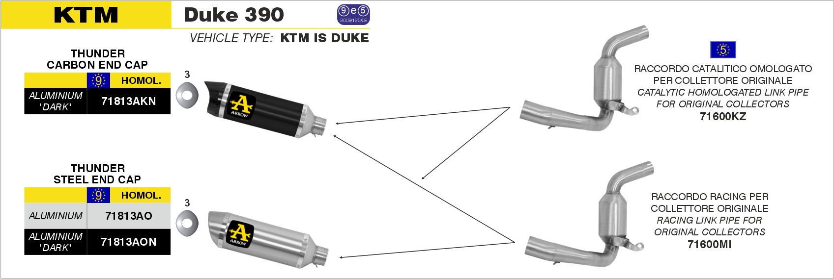Raccordo catalitico omologato ARROW per KTM DUKE 390 dal 2013.0 al 2016 - immagine 4