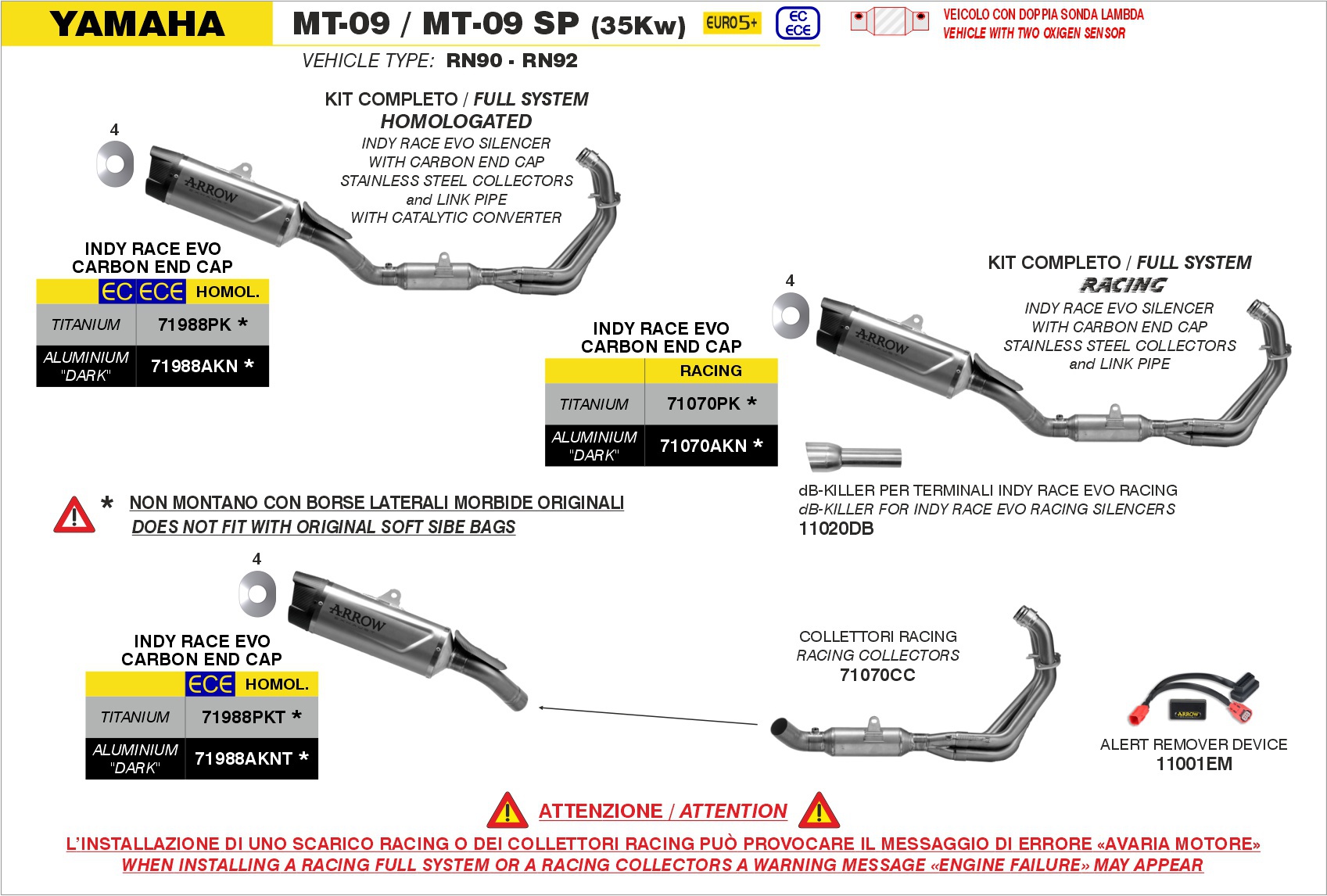 A.R.D. (Alert Remover Device) ARROW per Yamaha MT-09 / MT-09 SP (35Kw) dal 2024.0 al 2026 - immagine 4