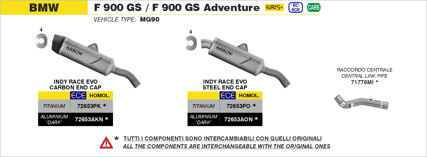 Terminale Indy Race EVO alluminio Dark" con fondello inox" ARROW per BMW F 900 GS / GS Adventure dal 2024.0 al 2026 - immagine 4