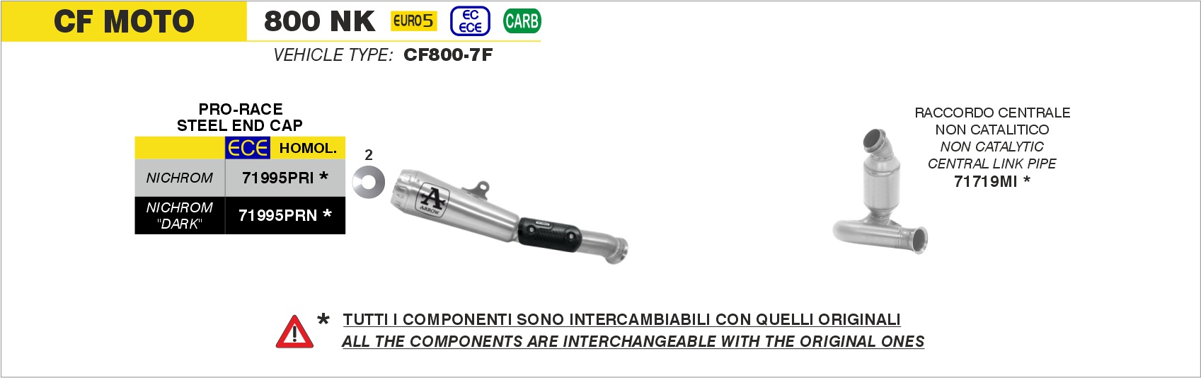 Raccordo centrale non catalitico ARROW per CF Moto 800 NK dal 2023.0 al 2025 - immagine 4