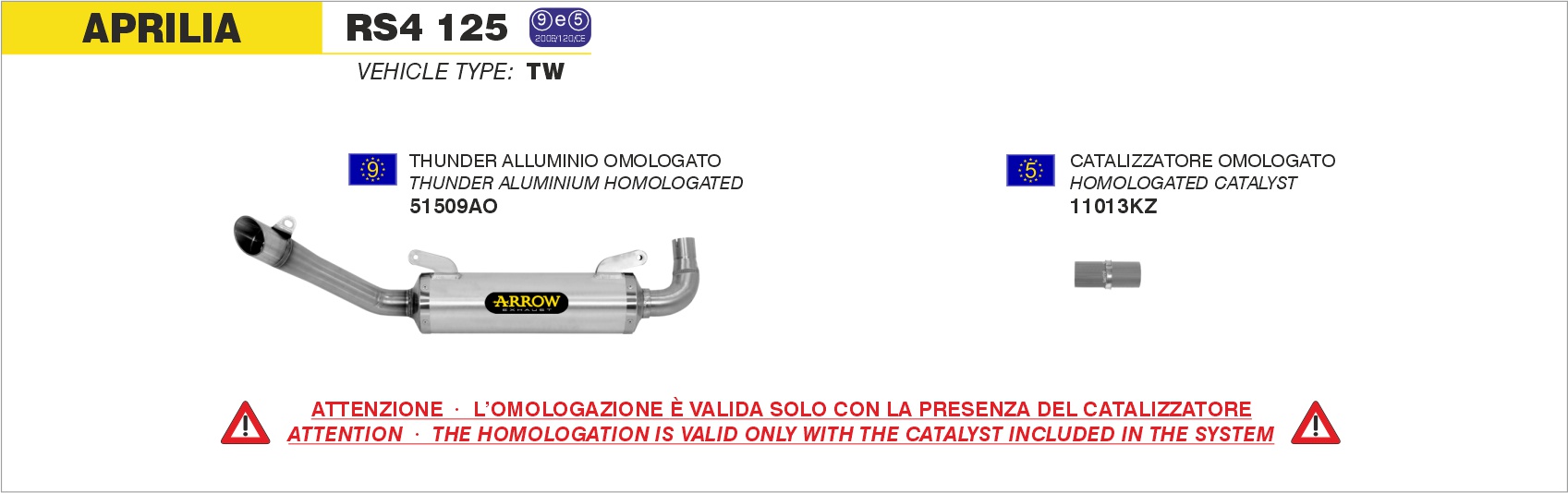 Kit catalizzatore ARROW per Aprilia RS4 125 dal 2011.0 al 2016 - immagine 4