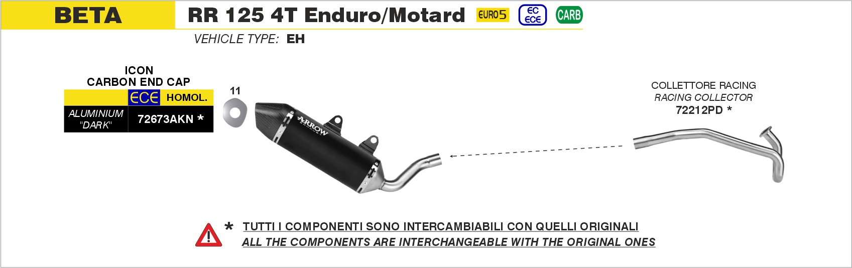 Terminale Icon in alluminio Dark"" ARROW per Beta RR 125 4T Enduro/Motard dal 2024.0 al 2025 - immagine 3