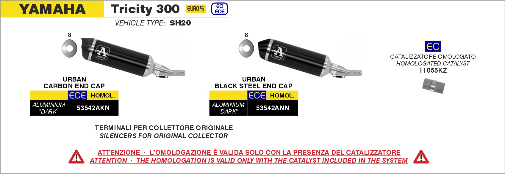 Kit catalizzatore ARROW per Yamaha Tricity 300 dal 2021.0 al 2024 - immagine 4