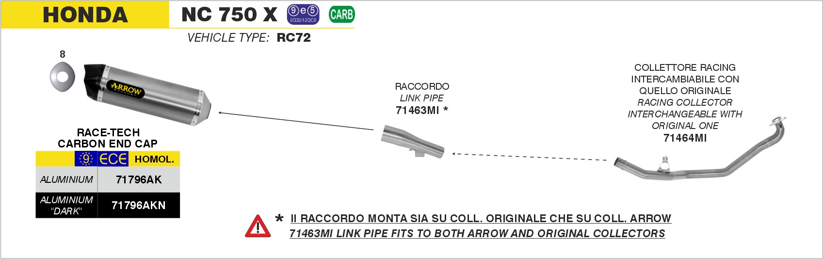 Raccordo ARROW per Honda NC 700 X dal 2012.0 al 2013 - immagine 4