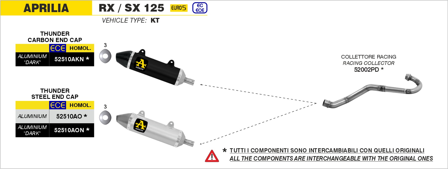 Collettore Racing ARROW per Aprilia RX / SX 125 dal 2021.0 al 2024 - immagine 4