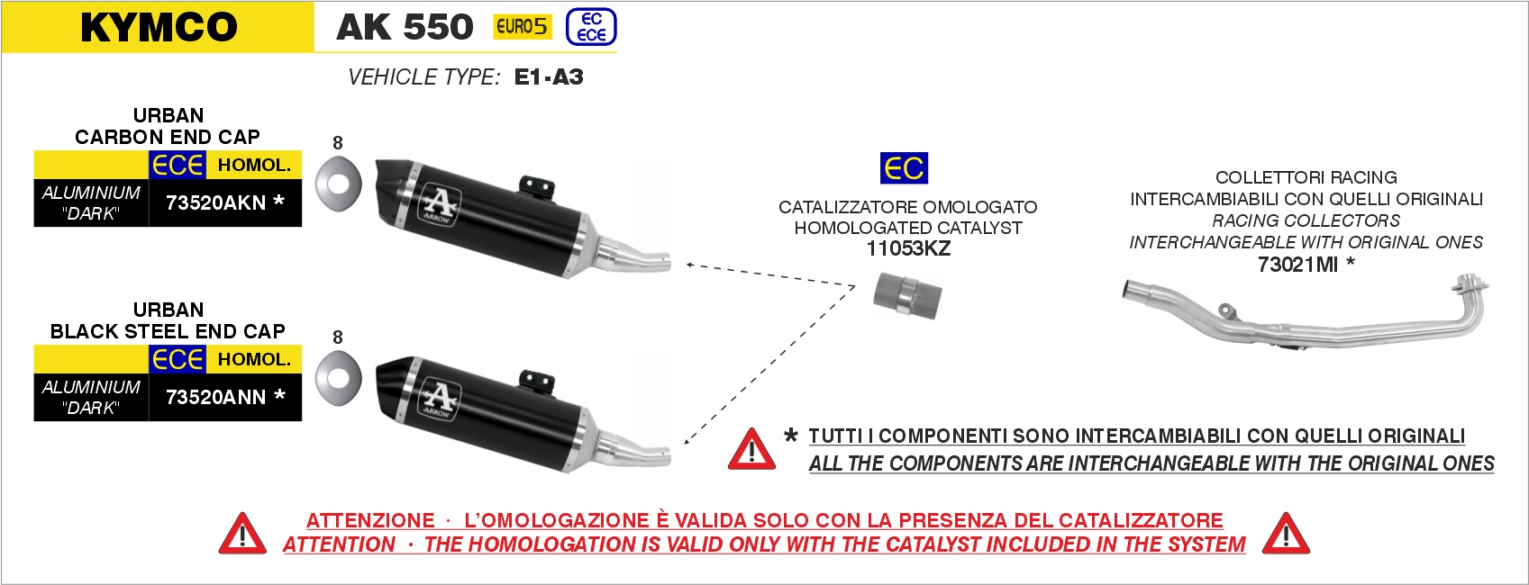 Kit catalizzatore ARROW per Kymco AK 550 dal 2021.0 al 2026 - immagine 4