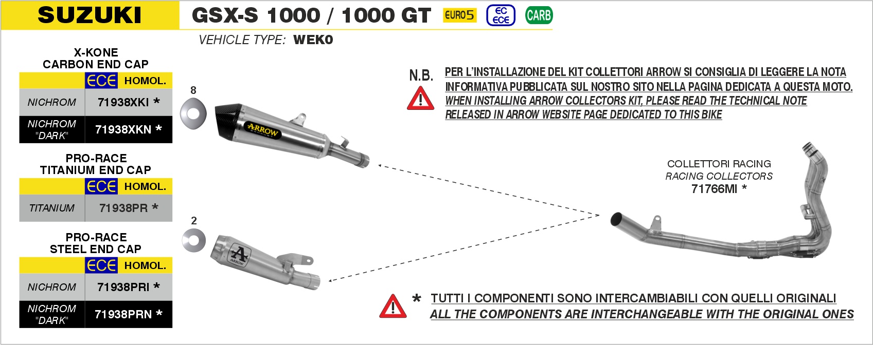 Terminale Pro-Race nichrom Dark"" ARROW per Suzuki GSX-S 1000 / 1000 GT dal 2021.0 al 2024 - immagine 3