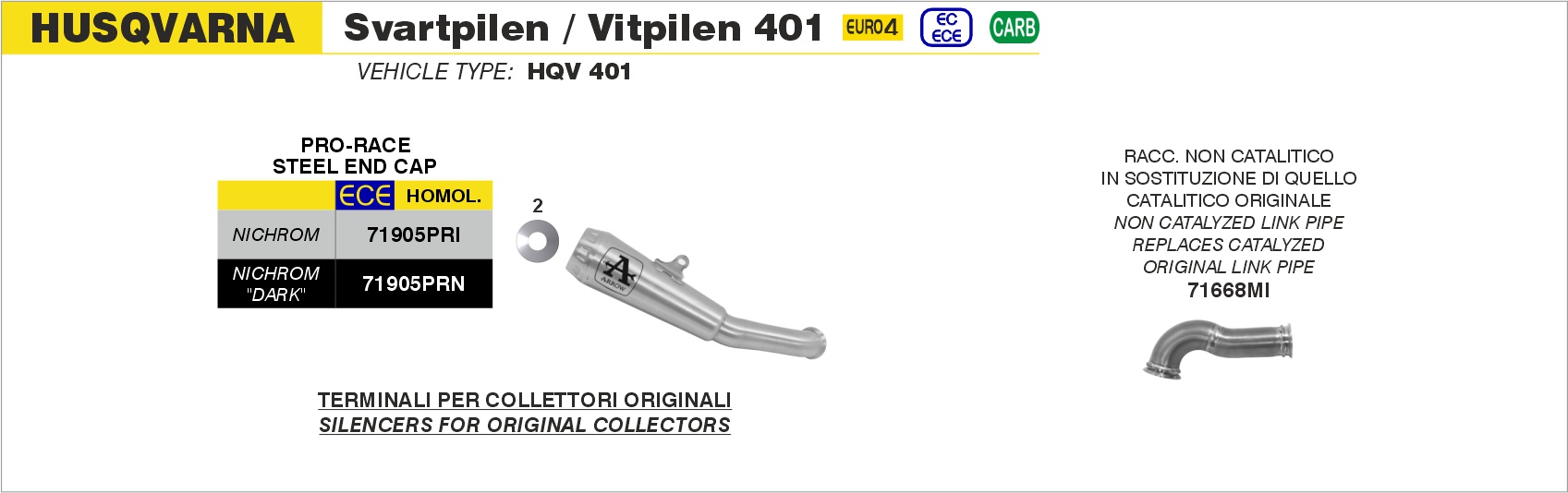 Terminale Pro-Race nichrom Dark"" ARROW per Husqvarna Svartpilen / Vitpilen 401 dal 2018.0 al 2019 - immagine 3