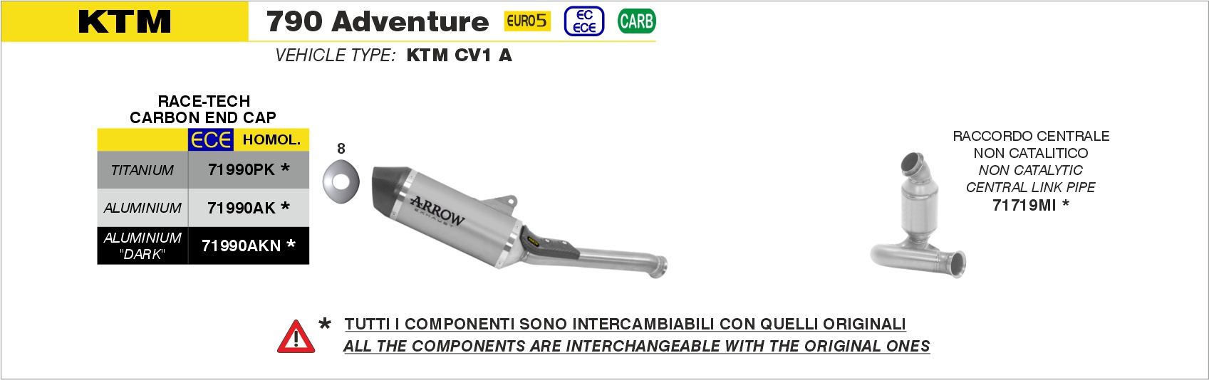 Terminale Race-Tech alluminio con fondello carby ARROW per KTM 790 Adventure dal 2024.0 al - immagine 3