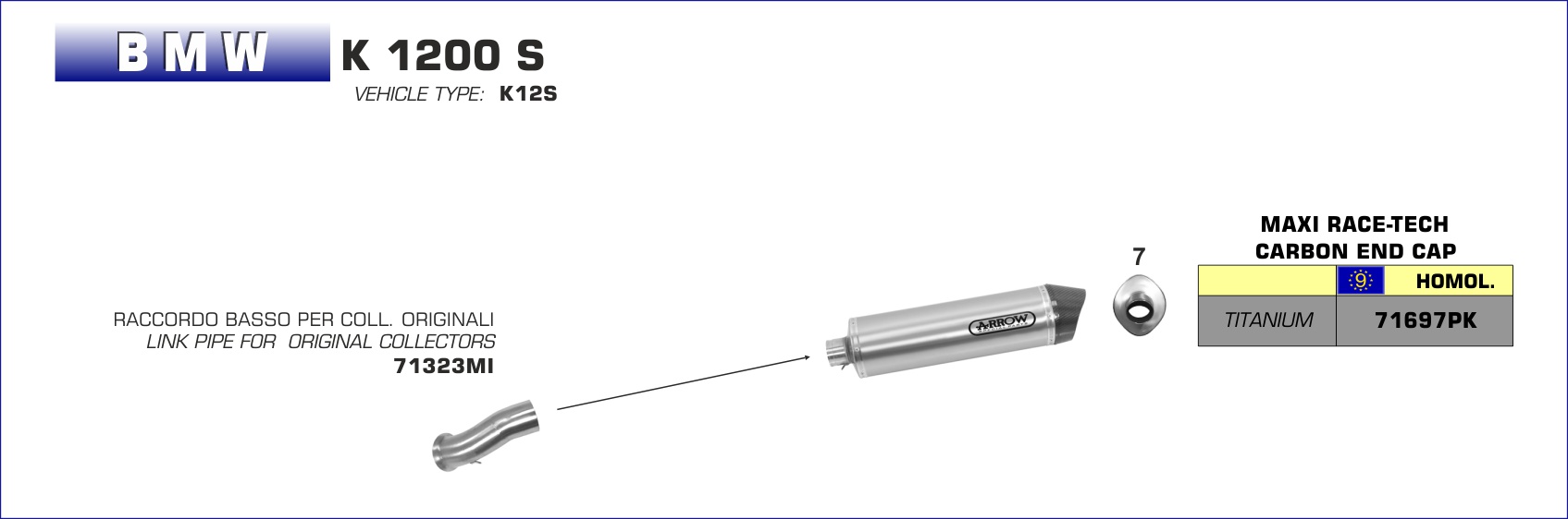 Raccordo basso per collettori originali ARROW per BMW K 1200 S dal 2005.0 al 2008 - immagine 4