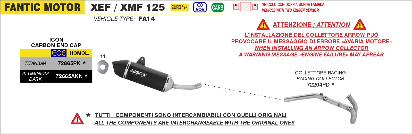 Terminale Icon in alluminio Dark"" ARROW per Fantic Motor XEF / XMF 125 dal 2025.0 al 2026 - immagine 3