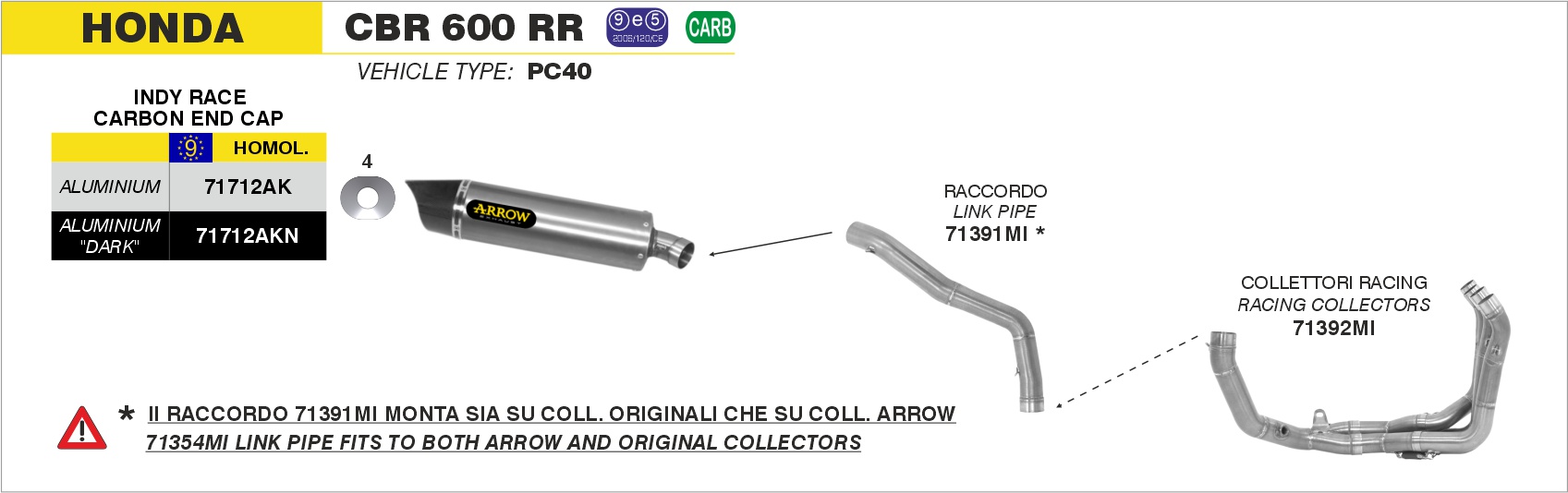 Kit completo COMPETITION EVO-2 Full Titanium"" ARROW per Honda CBR 600 RR dal 2009.0 al 2012 - immagine 4