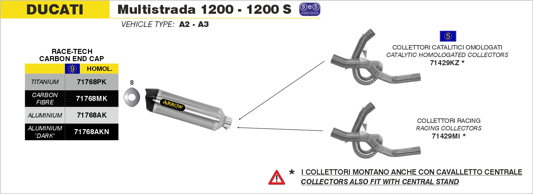 Kit collettori catalitico omologato ARROW per Ducati Multistrada 1200 / 1200S dal 2010.0 al 2014 - immagine 4