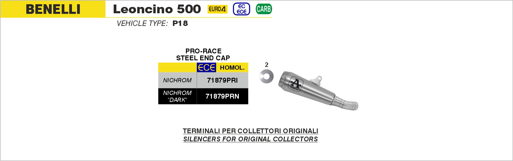 Terminale Pro-Race nichrom ARROW per Benelli Leoncino 500 dal 2017.0 al 2020 - immagine 3