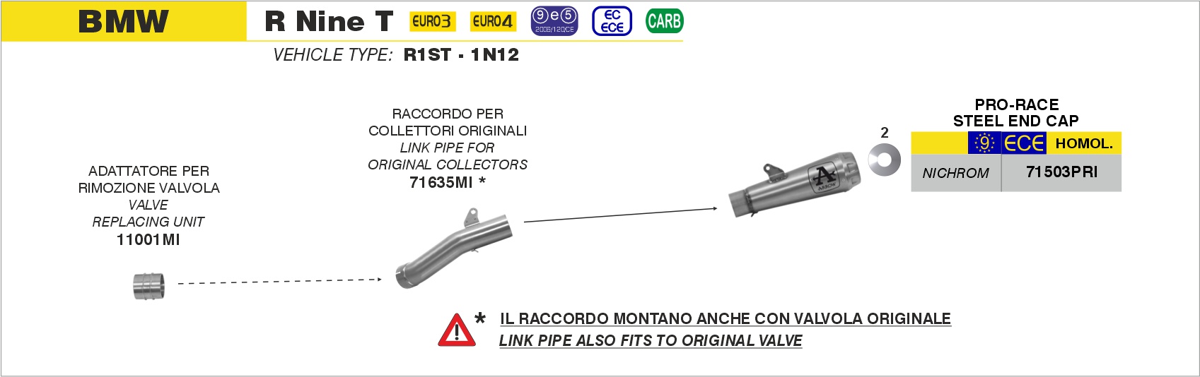 Adattatore rimozione valvola ARROW per BMW R Nine T dal 2014.0 al 2019 - immagine 4