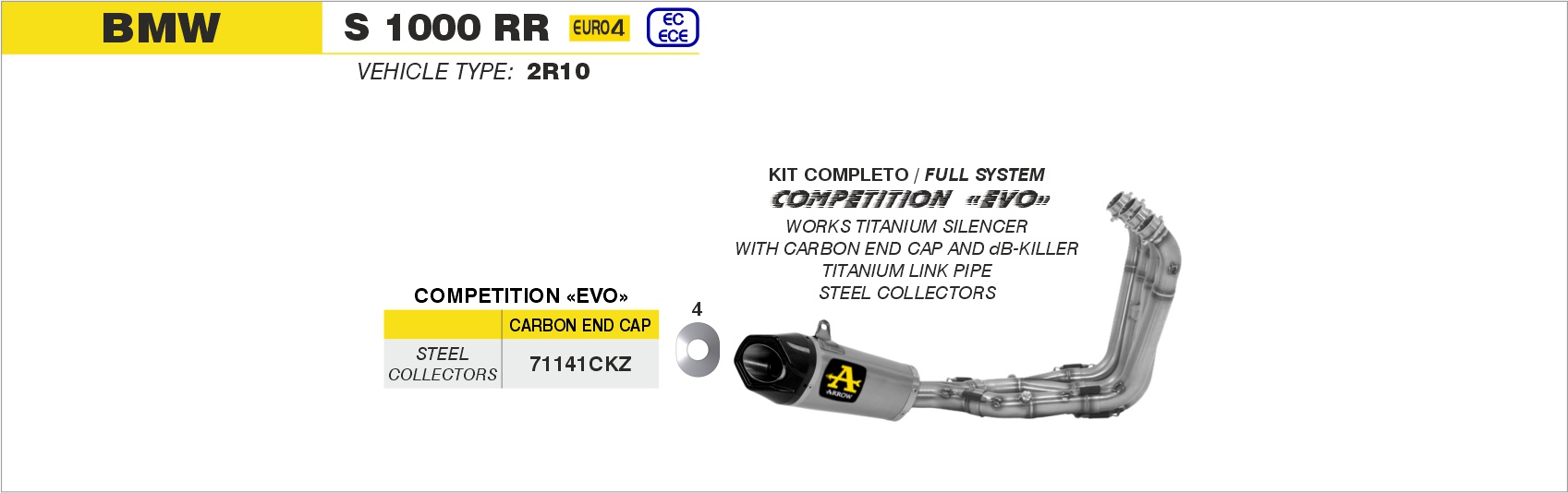 Kit terminale GP2 ARROW per BMW S 1000 RR dal 2017.0 al 2018 - immagine 2