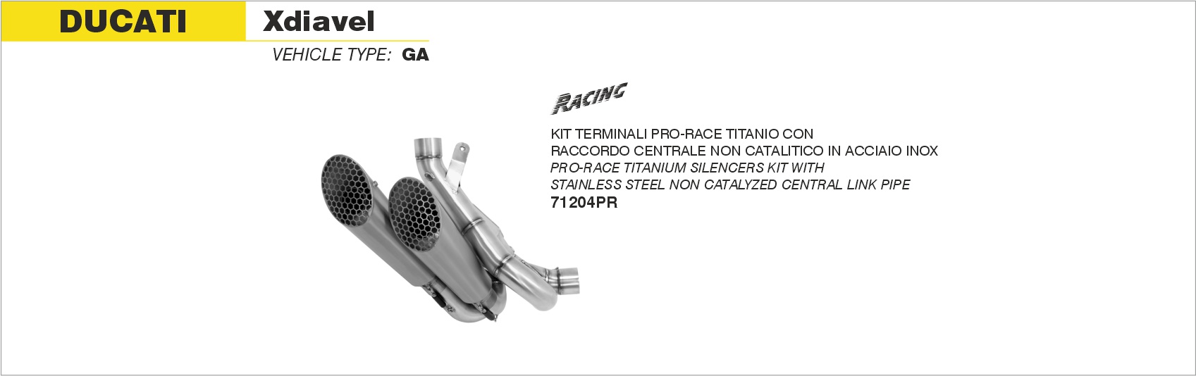 Kit terminali Pro-Race Titanio ARROW per Ducati XDiavel dal 2016.0 al 2020 - immagine 3
