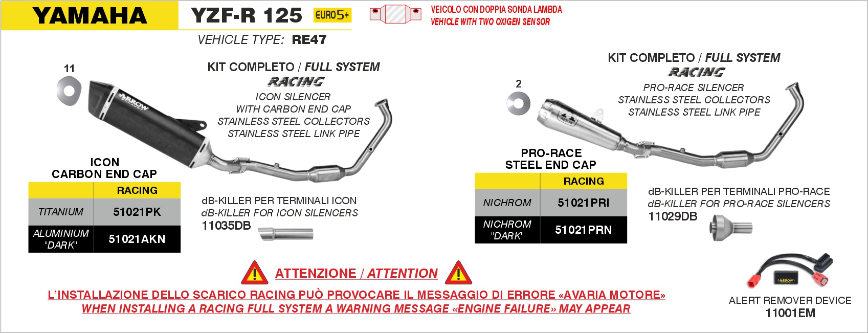 A.R.D. (Alert Remover Device) ARROW per Yamaha YZF-R 125 dal 2025.0 al 2026 - immagine 4