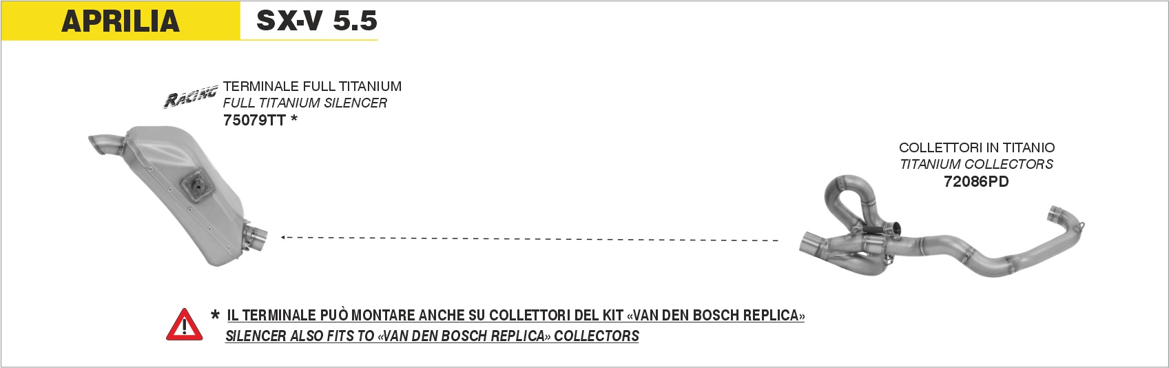 Terminale FULL TITANIO" (sotto sella)" ARROW per Aprilia SX-V 5.5 dal 2007.0 al 2014 - immagine 4