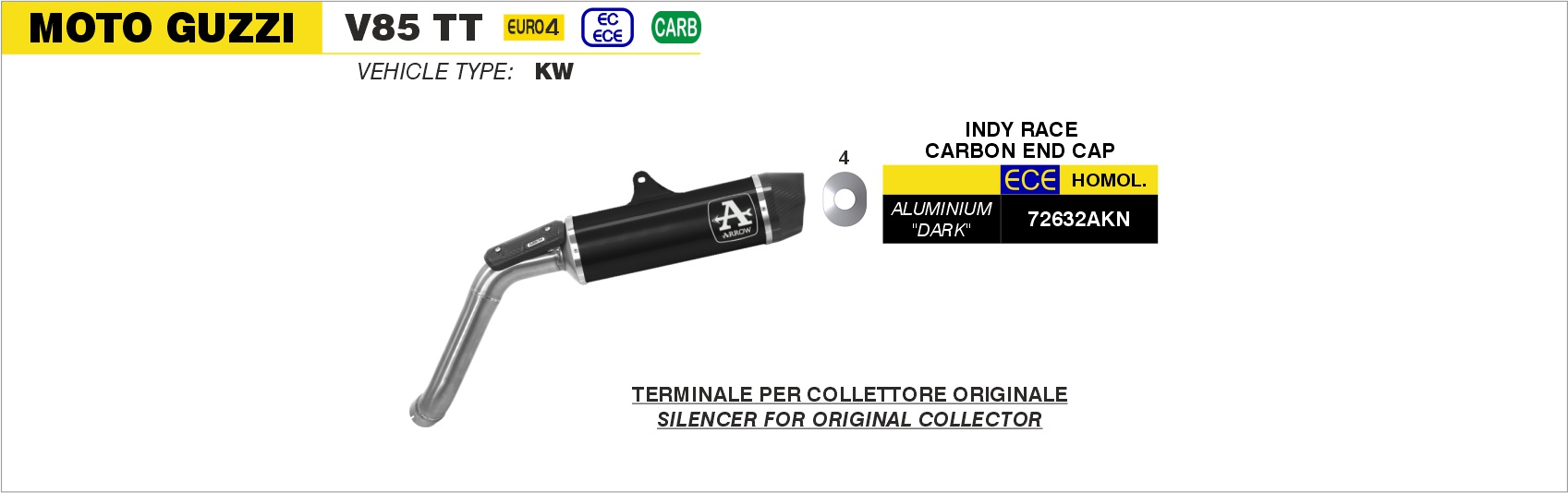 Raccordo centrale non catalitico ARROW per Moto Guzzi V85 TT dal 2019.0 al 2020 - immagine 4