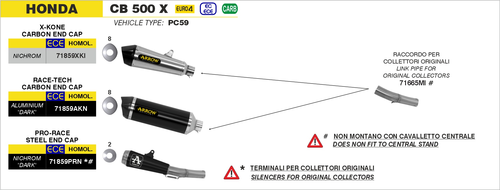 Raccordo centrale ARROW per Honda CB 500 X dal 2017.0 al 2018 - immagine 4
