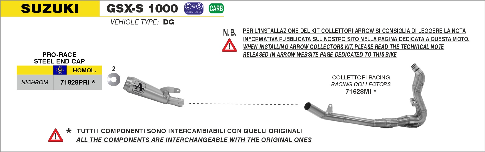 Collettori racing ARROW per Suzuki GSX-S 1000 / 1000 F dal 2015.0 al 2016 - immagine 4