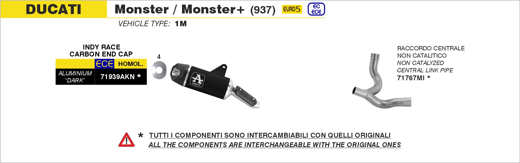Raccordo centrale non catalitico ARROW per Ducati Monster 937 dal 2021.0 al 2024 - immagine 4