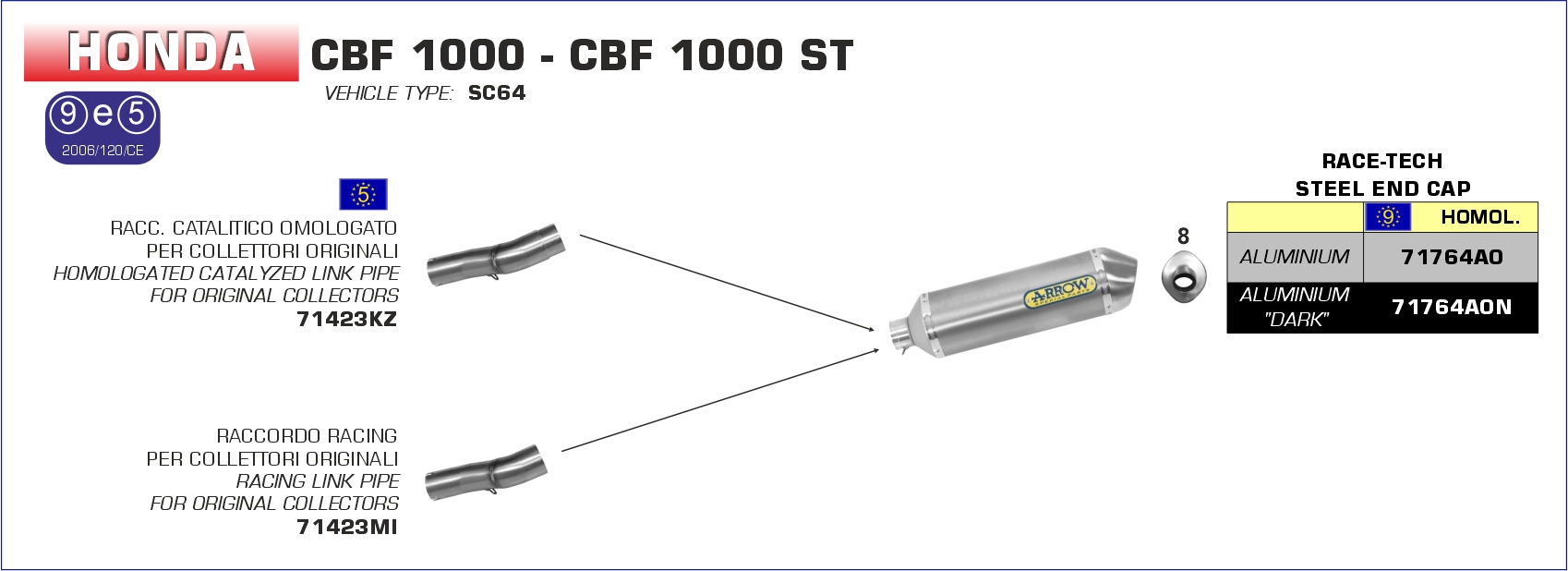 Raccordo per collettori originali ARROW per Honda CBF 1000 - CBF 1000 ST dal 2010.0 al 2013 - immagine 4