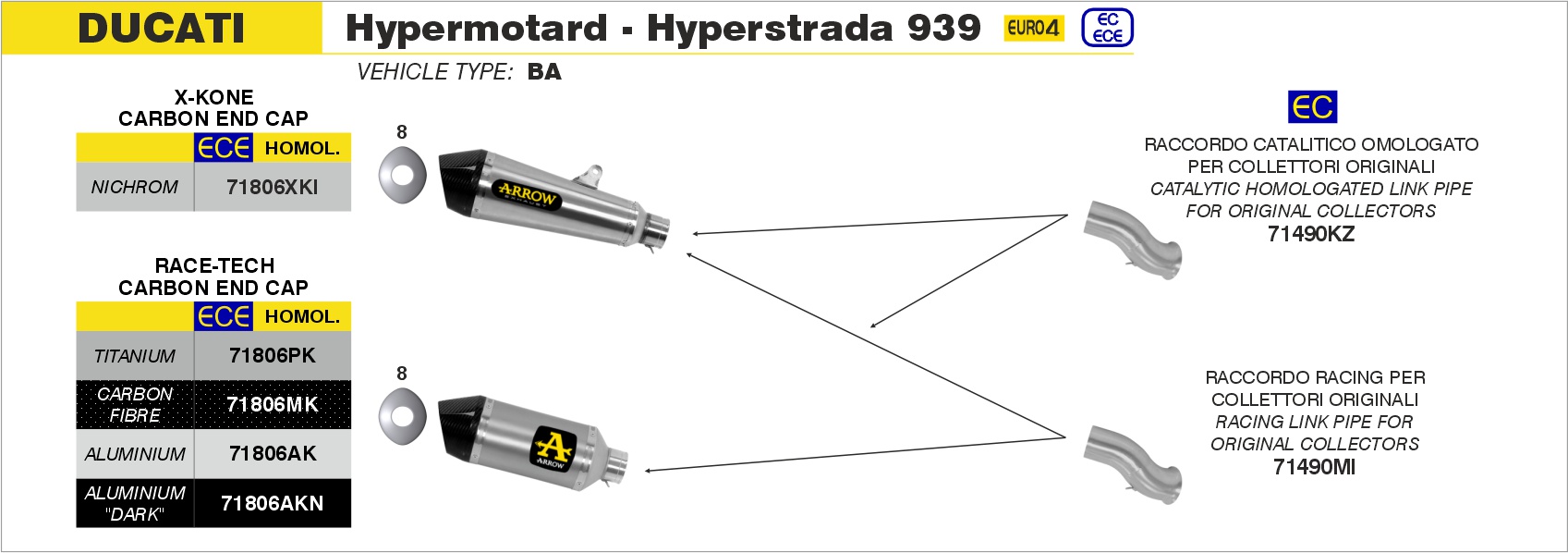Terminale Pro-Race titanio ARROW per Ducati Hypermotard / Hyperstrada dal 2016.0 al 2018 - immagine 3