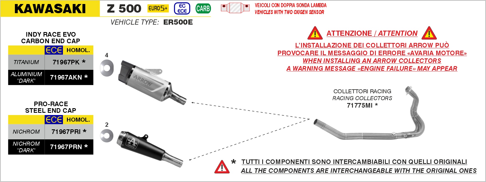 Terminale Pro-Race nichrom Dark"" ARROW per Kawasaki Z 500 dal 2024.0 al 2026 - immagine 3