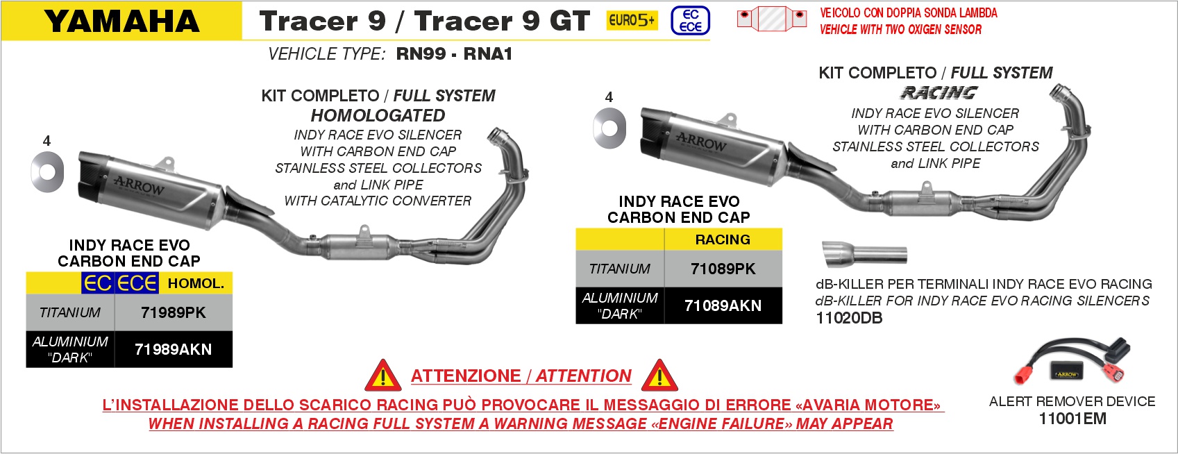 A.R.D. (Alert Remover Device) ARROW per Yamaha TRACER 9 All Version dal 2025.0 al 2026 - immagine 4