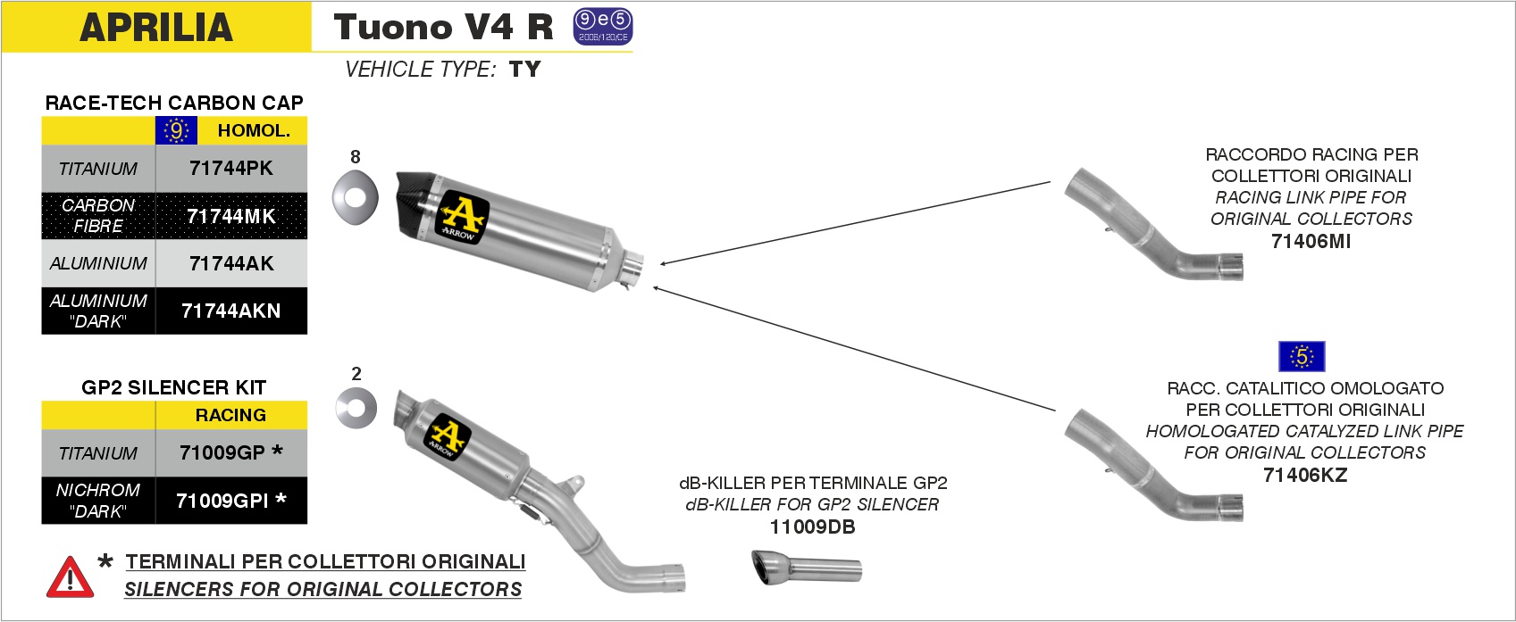 Terminale Maxi Race-Tech Approved aluminium Dark"" ARROW per Aprilia TUONO V4R / V4R APRC dal 2011.0 al 2015 - immagine 3