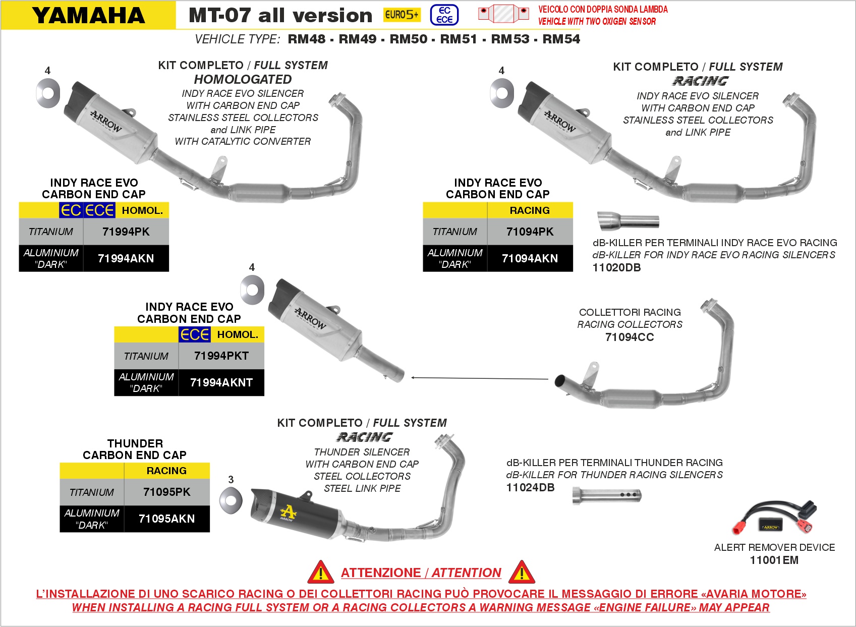 A.R.D. (Alert Remover Device) ARROW per Yamaha MT-07 dal 2025.0 al 2026 - immagine 4