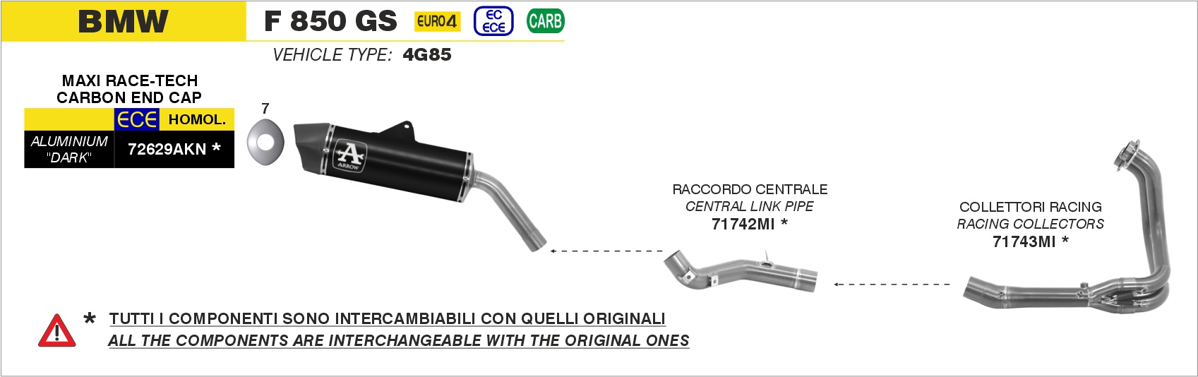 Raccordo centrale racing ARROW per BMW F 850 GS dal 2018.0 al 2020 - immagine 4