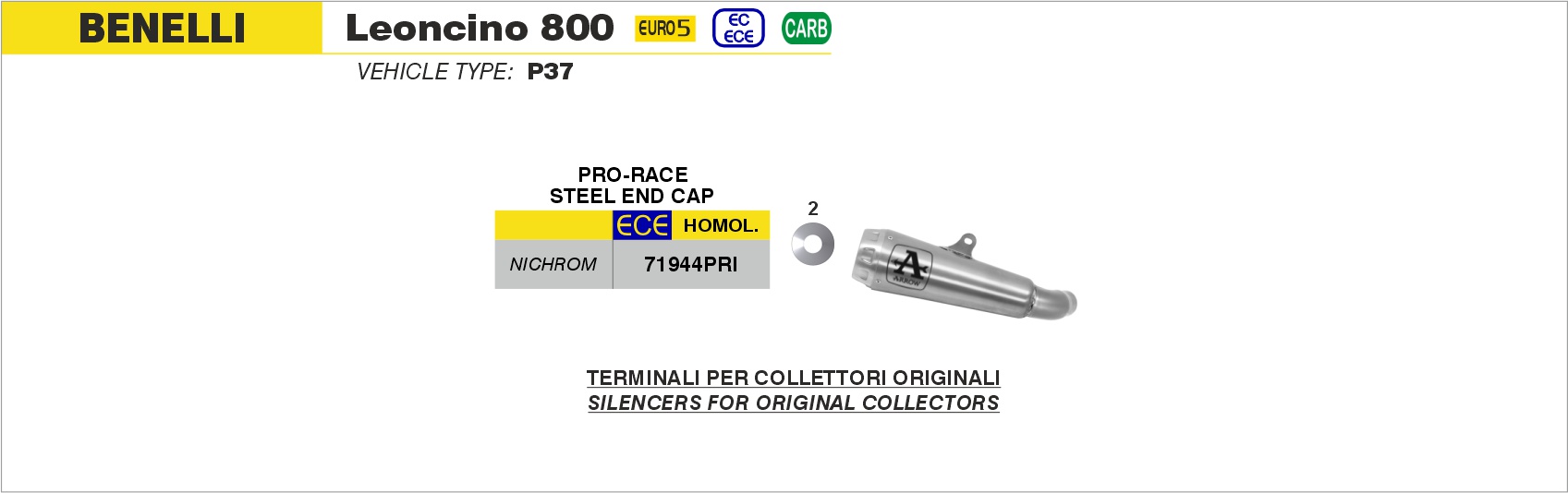 Terminale Pro-Race nichrom ARROW per Benelli Leoncino 800 dal 2022.0 al 2024 - immagine 3