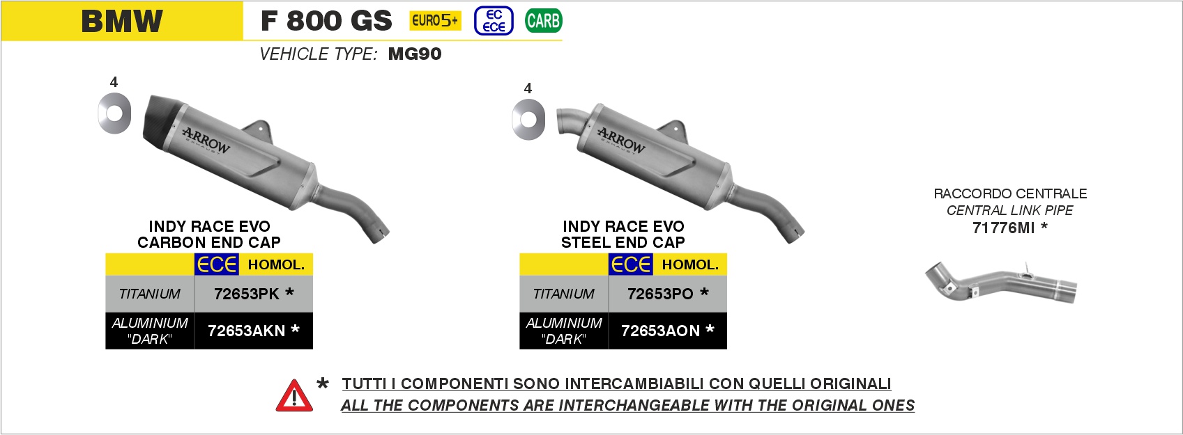 Terminale Indy Race EVO alluminio Dark" con fondello inox" ARROW per BMW F 800 GS dal 2024.0 al 2026 - immagine 4