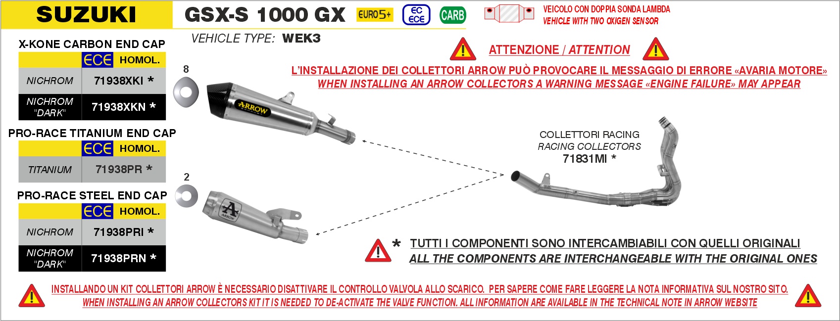 Terminale Pro-Race nichrom Dark"" ARROW per Suzuki GSX-S 1000 GX dal 2025.0 al 2026 - immagine 3