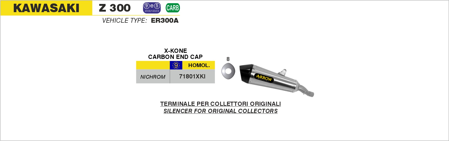 Kit terminale GP2 Dark"" ARROW per Kawasaki Z 300 dal 2015.0 al 2016 - immagine 2